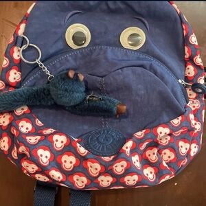 Kipling kids backpack Blue and Red Monkey Print Backpack